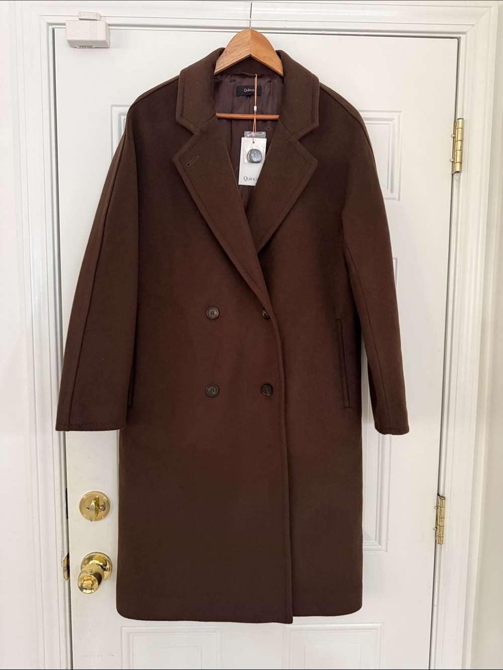 Quince Women's Double-Breasted Dark Brown Italian Wool Pea Coat Sz M NWT